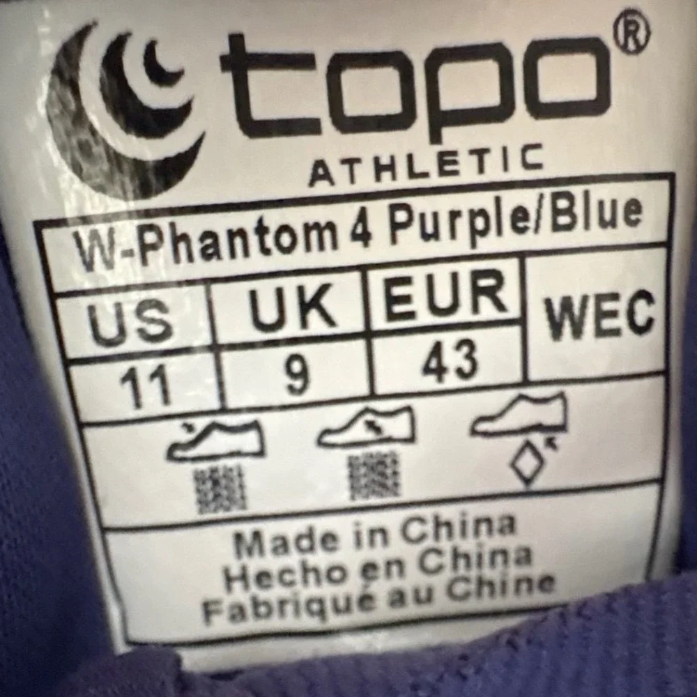 Topo Athletic Phantom 4 Women's Size 11 Purple Blue Running Shoes Sneakers